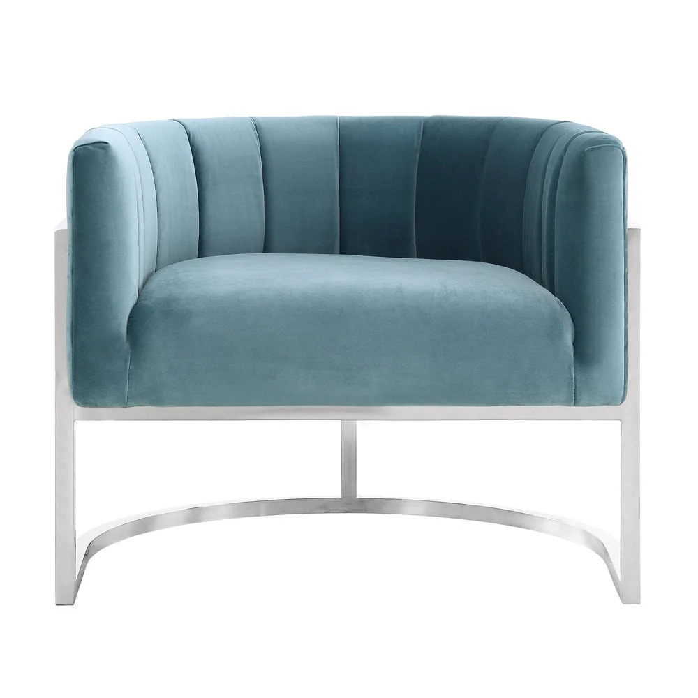 Magnolia Sea Blue Chair with Silver Base