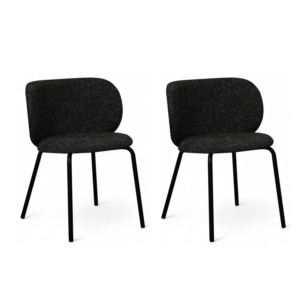 Furnhouse eetkamerstoel Nanna - Zwart - Stof (Bouclé) - Set van 2