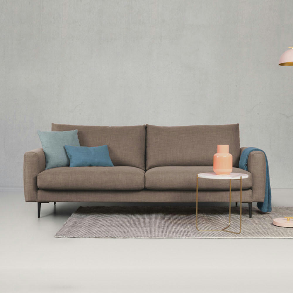 CARUSO - Canapé 2 places tissu droit taupe