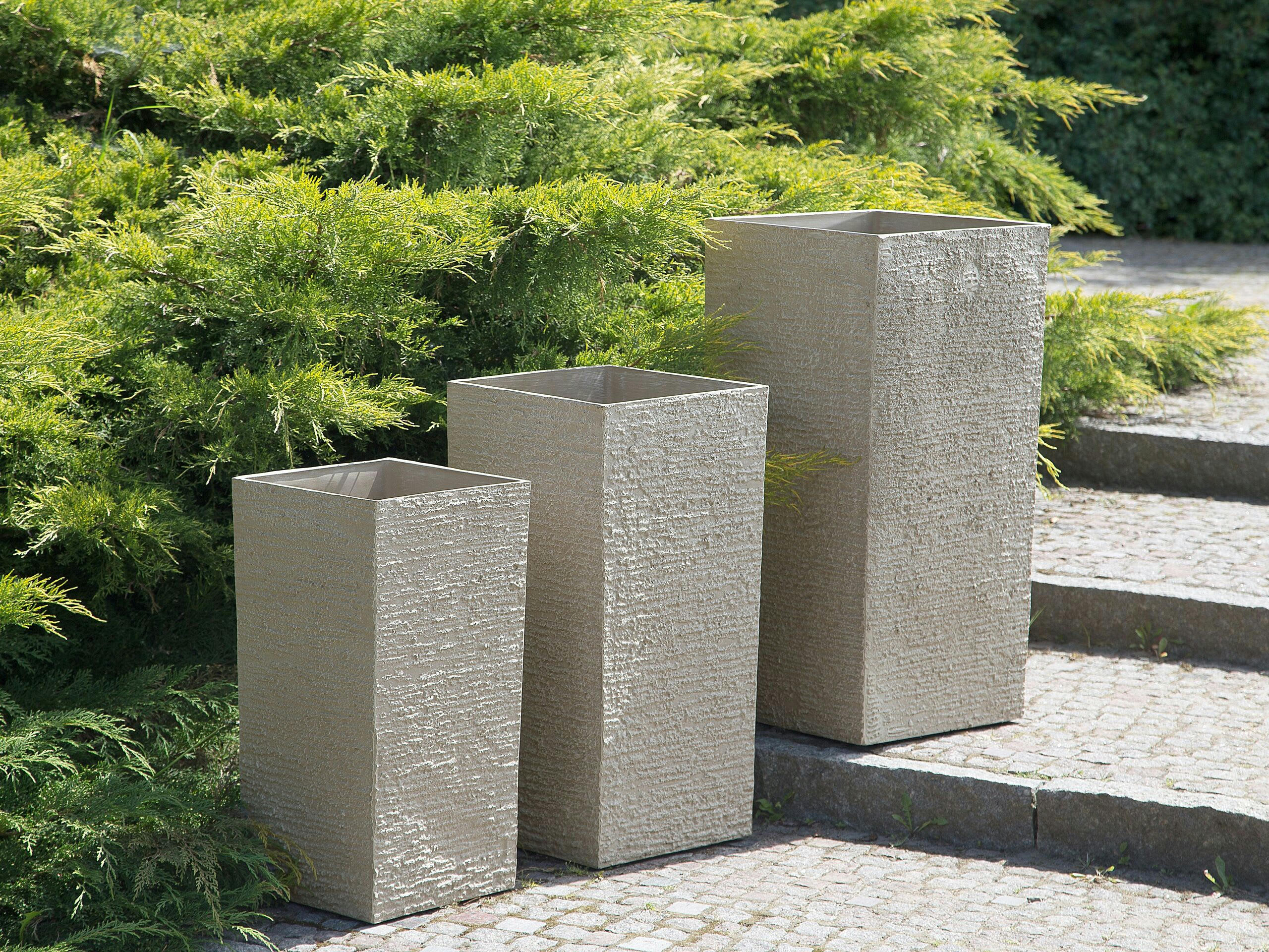 GAZA - Cache-pot d'extérieur en pierre beige H70