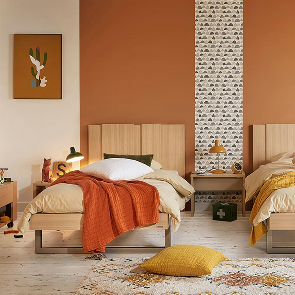 GRAPHIC - Lit 90cm effet bois finition bois