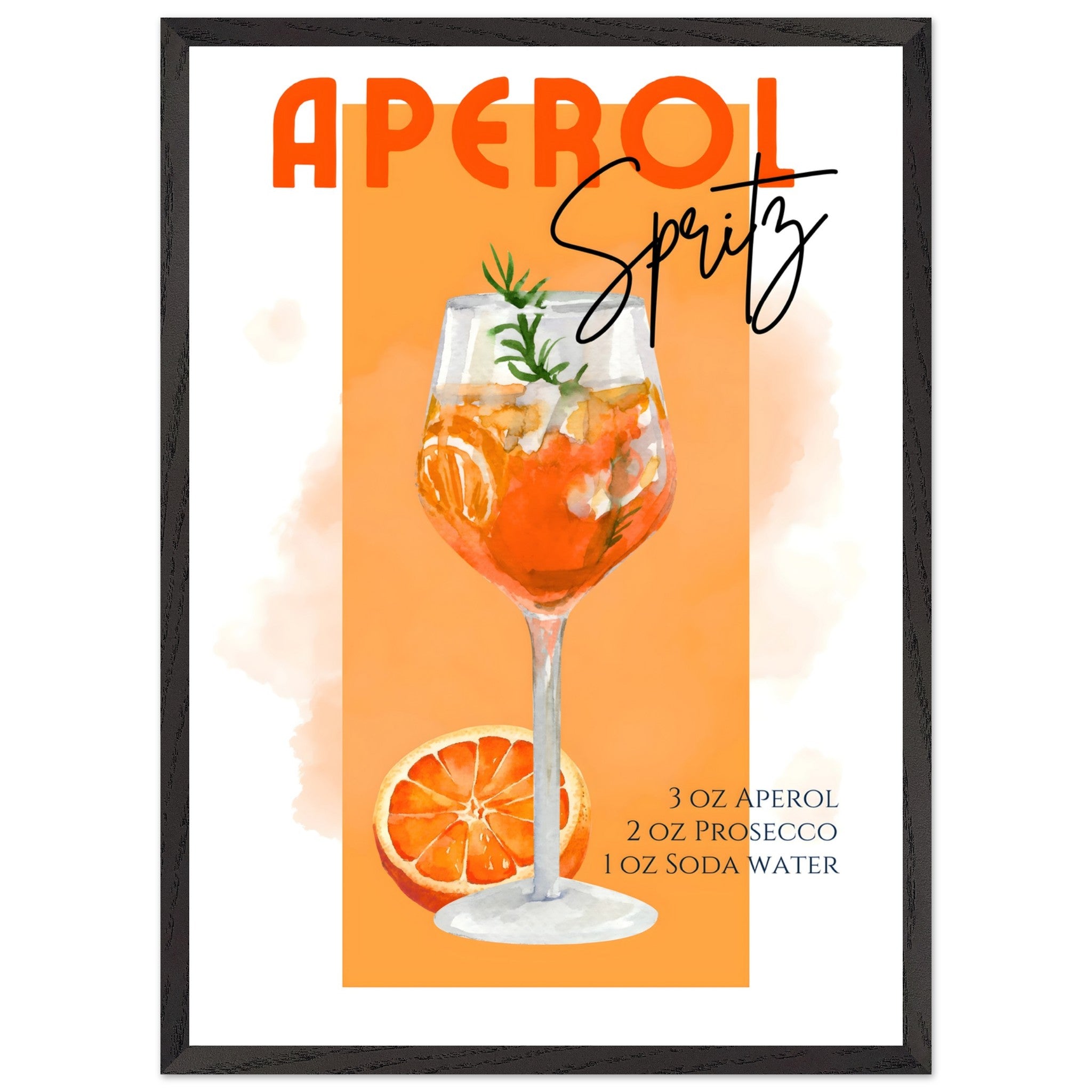 Artfulprints Poster met Lijst Aperol Spritz - Orange  - 50x70 cm - Oranje