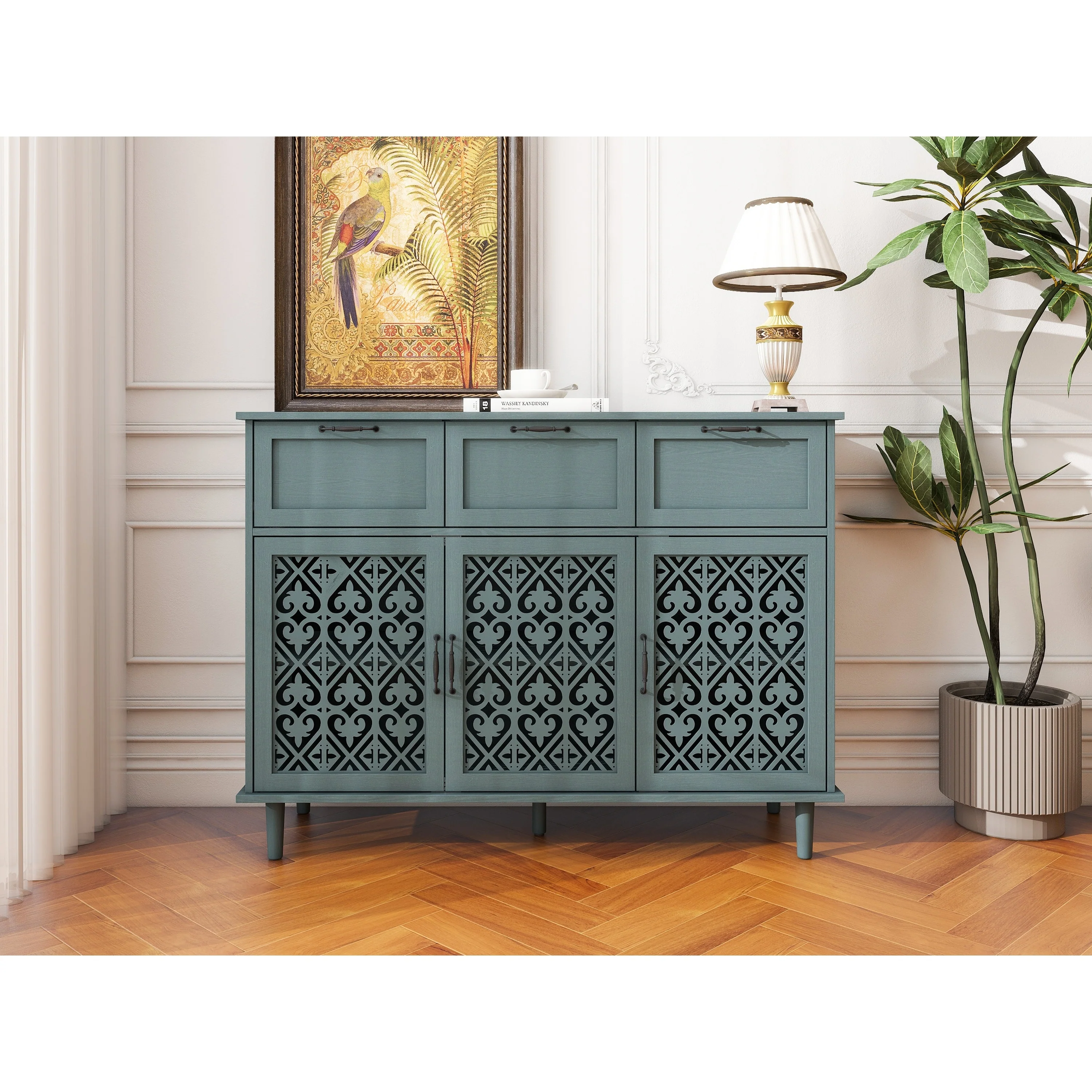 3-door 3-drawer Trellis Cabinet - 15.75 x 47.24 x 35.43