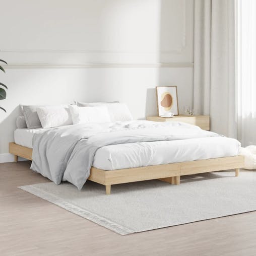 NNEVL Bed Frame Sonoma Oak 137x187 cm Double Engineered Wood