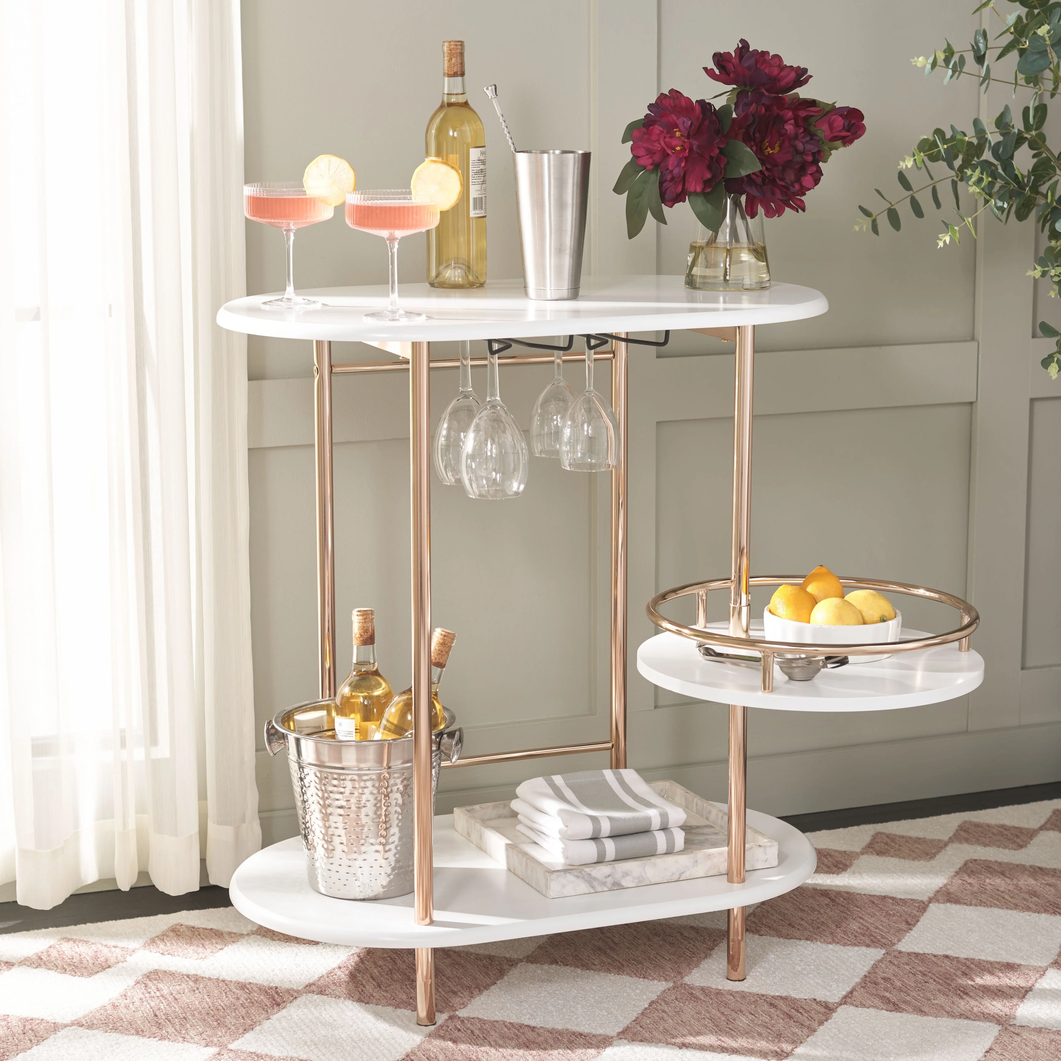SAFAVIEH Ula 3-Tier Swivel Bar Table - 29.53 W x 17.72 L x 32.76 H - 30Wx18Dx33H