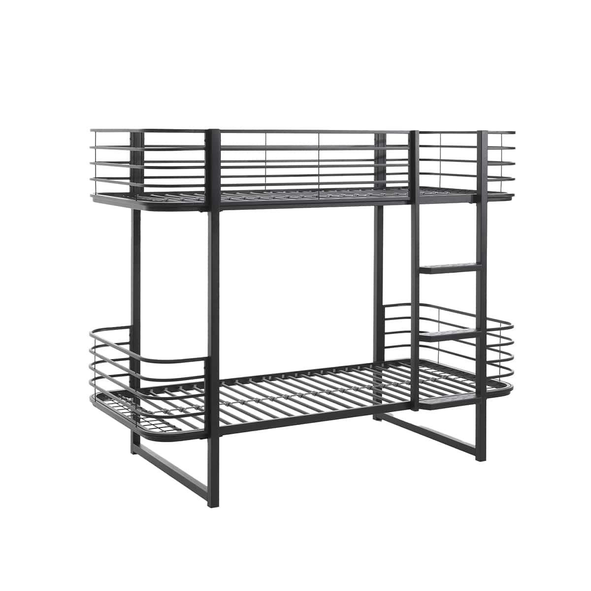 CURVE - Lits  superposés 90x200cm métal noir coins arrondis