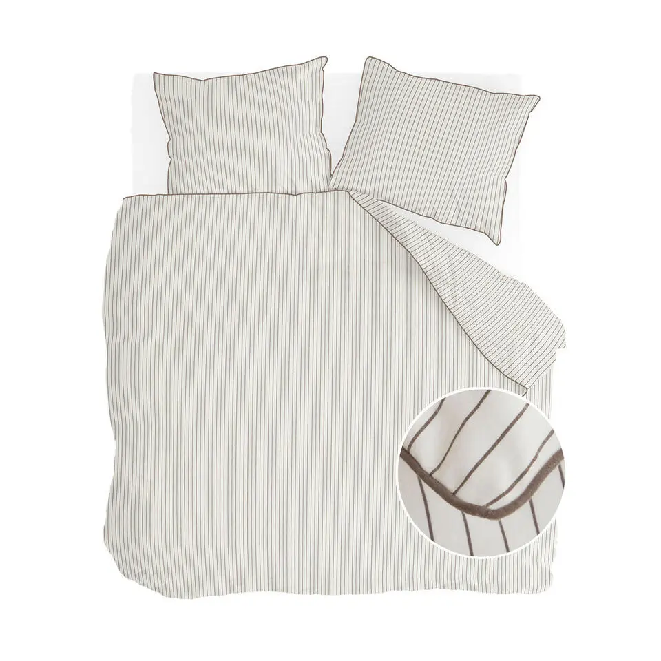 Walra - Dekbedovertrek Gentle Stripes - 240x220 cm - Off White / Bruin