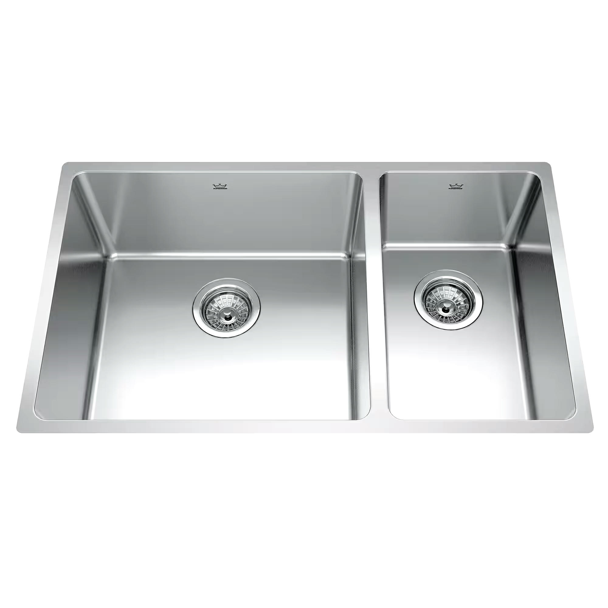 Kindred Brookmore Undermount Combination Bowl Kitchen Sink, 30.5-in x 18.1-in x 9-in, Stainless Steel