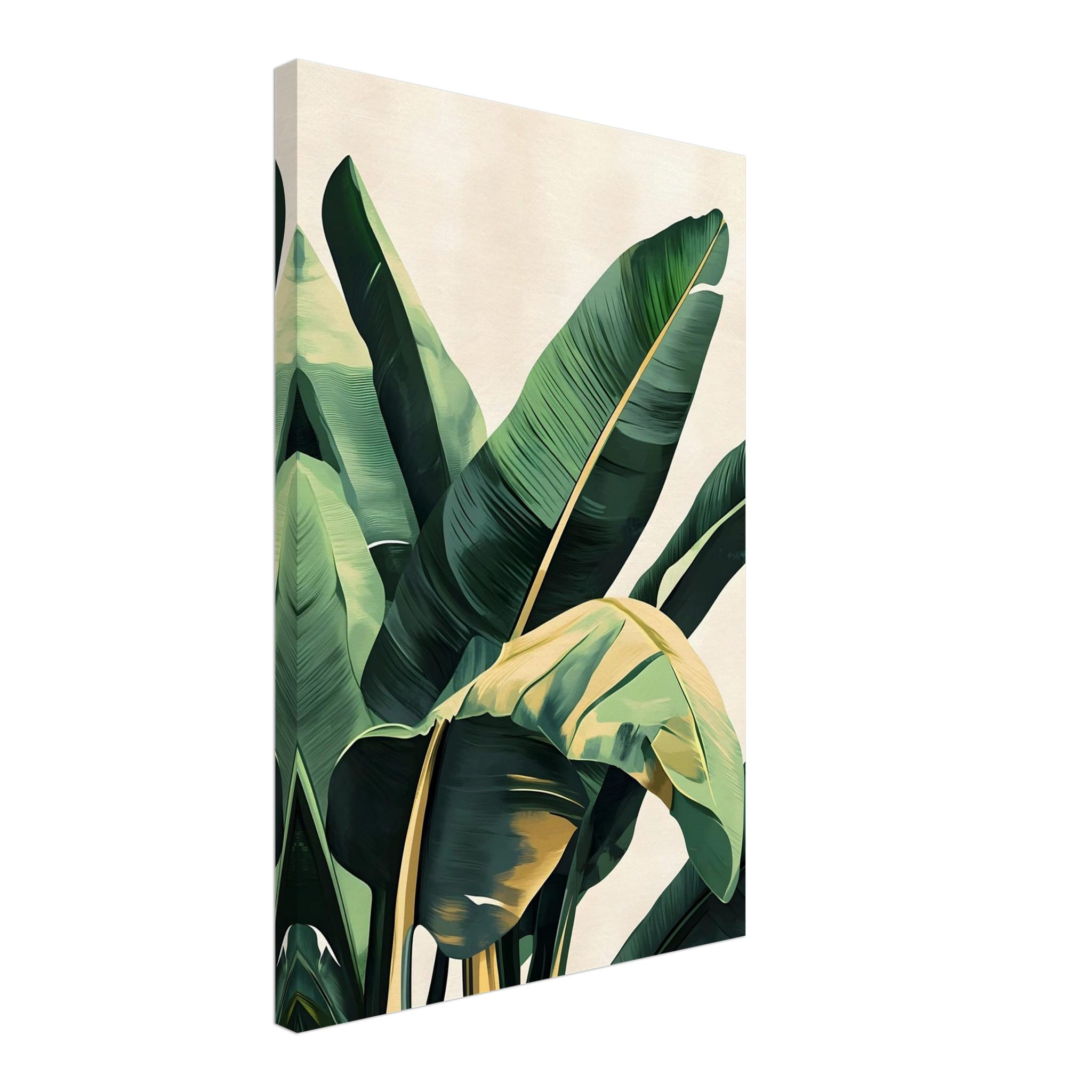 Artfulprints Canvas Tropical green leaves canvas - 40x60 cm - Groen