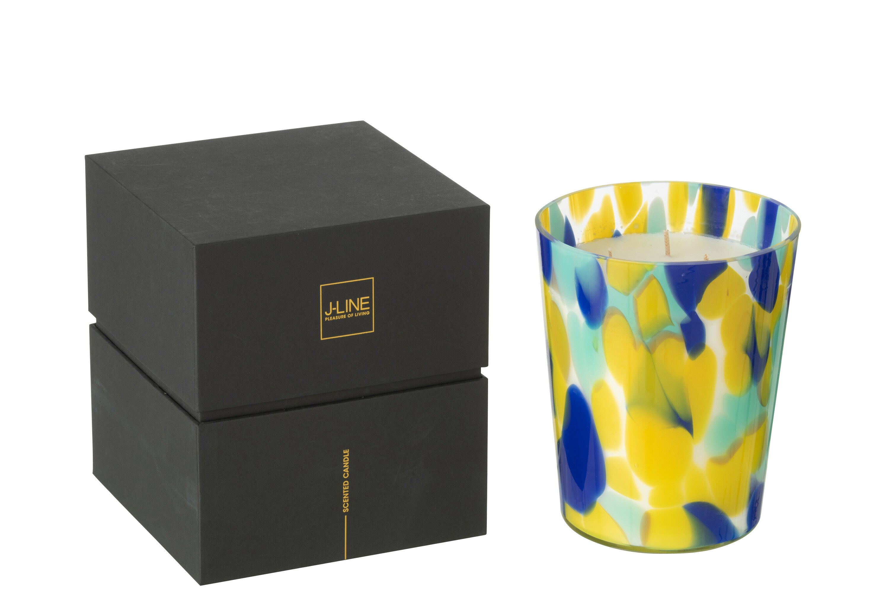 J-Line geurkaars Noa - White Tea - glas - rood/geel - medium - 68U