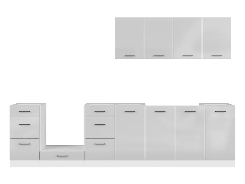 Komplet kuchenny Junona Line 300 cm jasny szary połysk