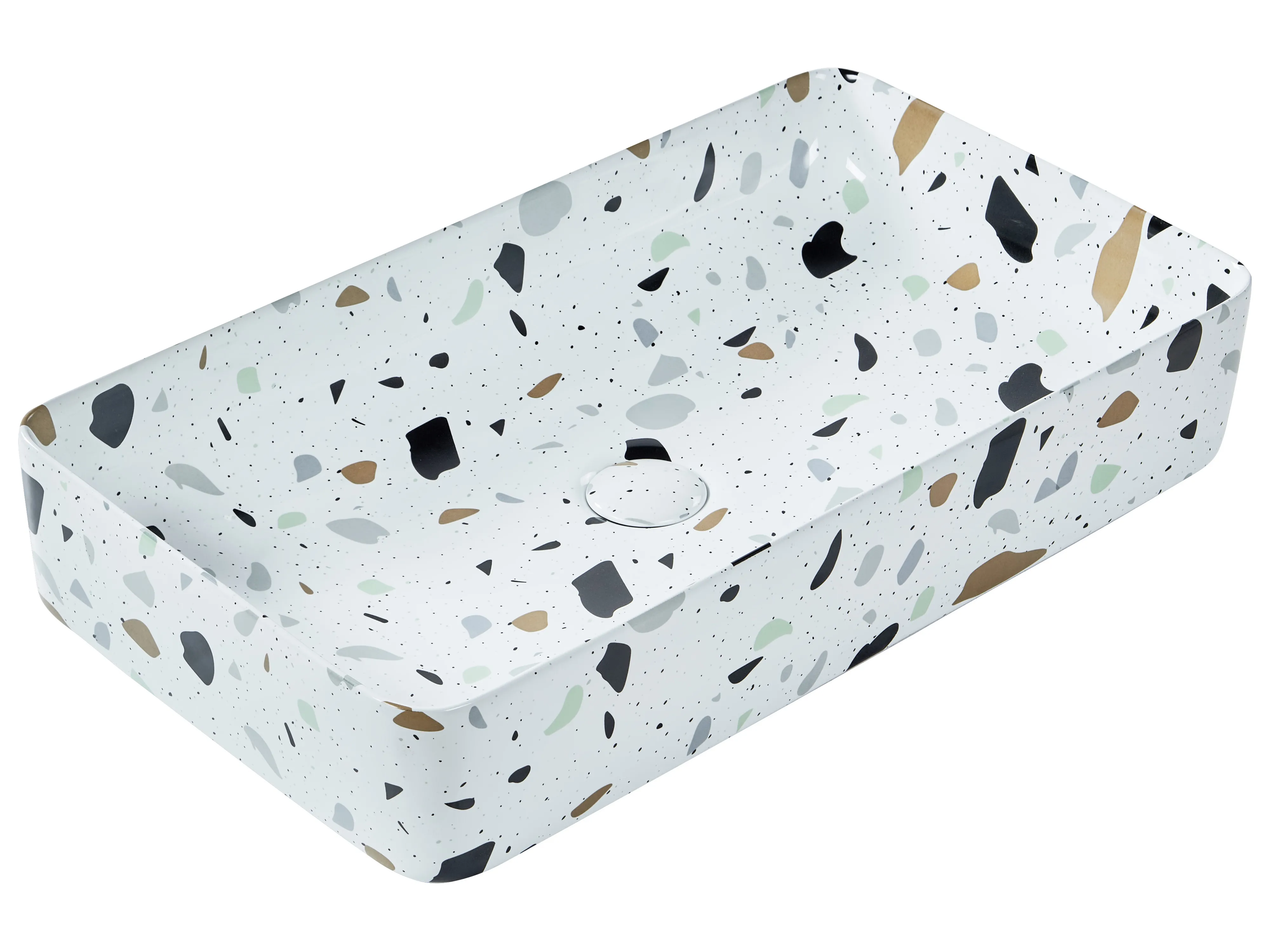 Countertop Basin NULES 510 x 340 mm Ceramic White Terrazzo