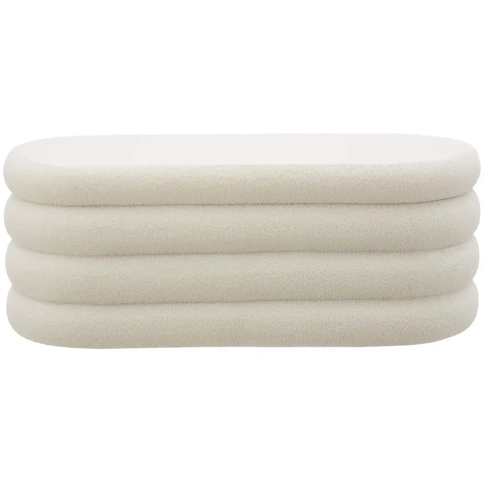 tectake Gestoffeerde zitbank Altu met veel opbergruimte, Boucl&eacute; Cr&egrave;mewit