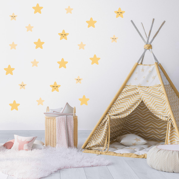 Naklejki Żółte GWIAZDY Gwiazdeczki Dla Dzieci Boho ZESTAW