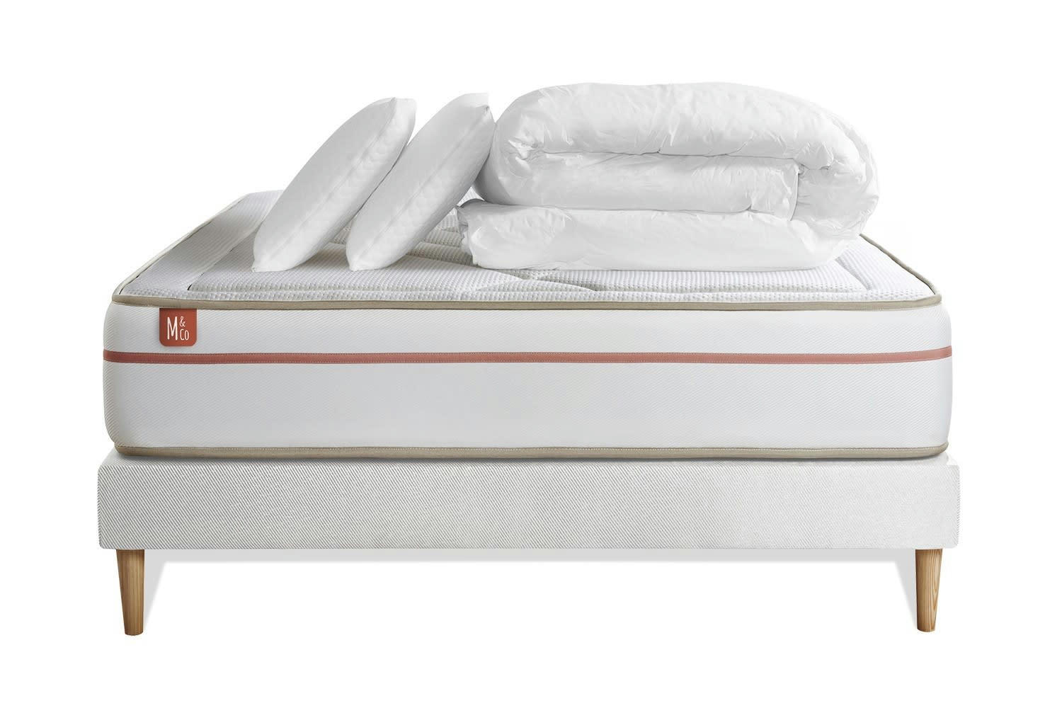 LE PAISIBLE - Pack matelas sommier kit 160x200 oreiller couette