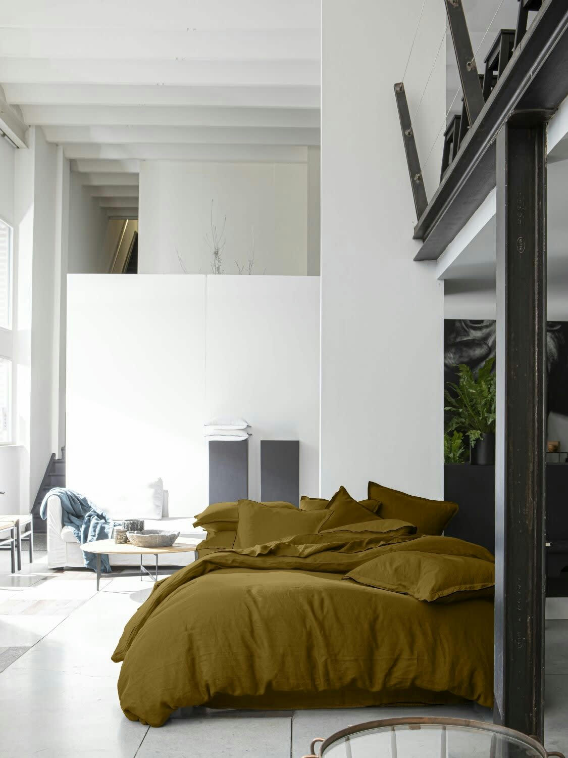 UNI - Housse de couette lin lave marron 240x260 cm