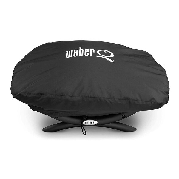 Weber Q 2200 Gas Grill (LP Gas, Titanium) with Portable Cart & Cover