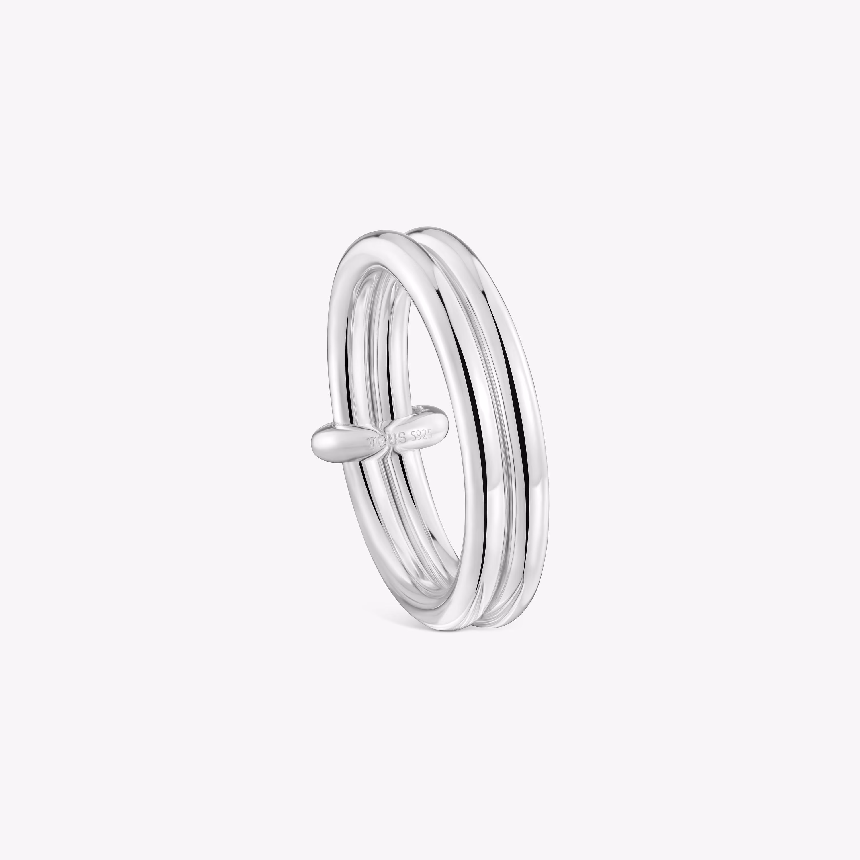 Anillo doble aro de plata Straight