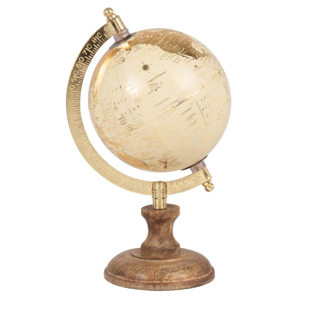 - Mini globe terestre carte du monde beige et doré