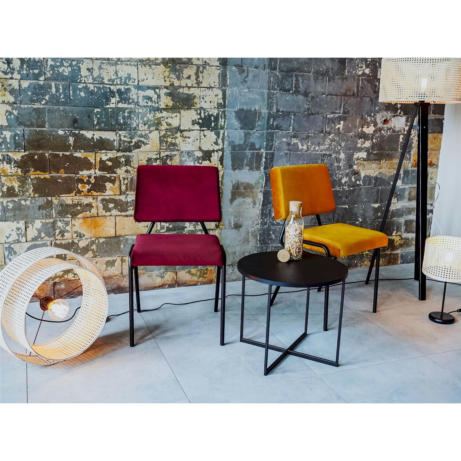 SIMPLE - Chaise Tissu Jaune H. assise 50 cm rembourré