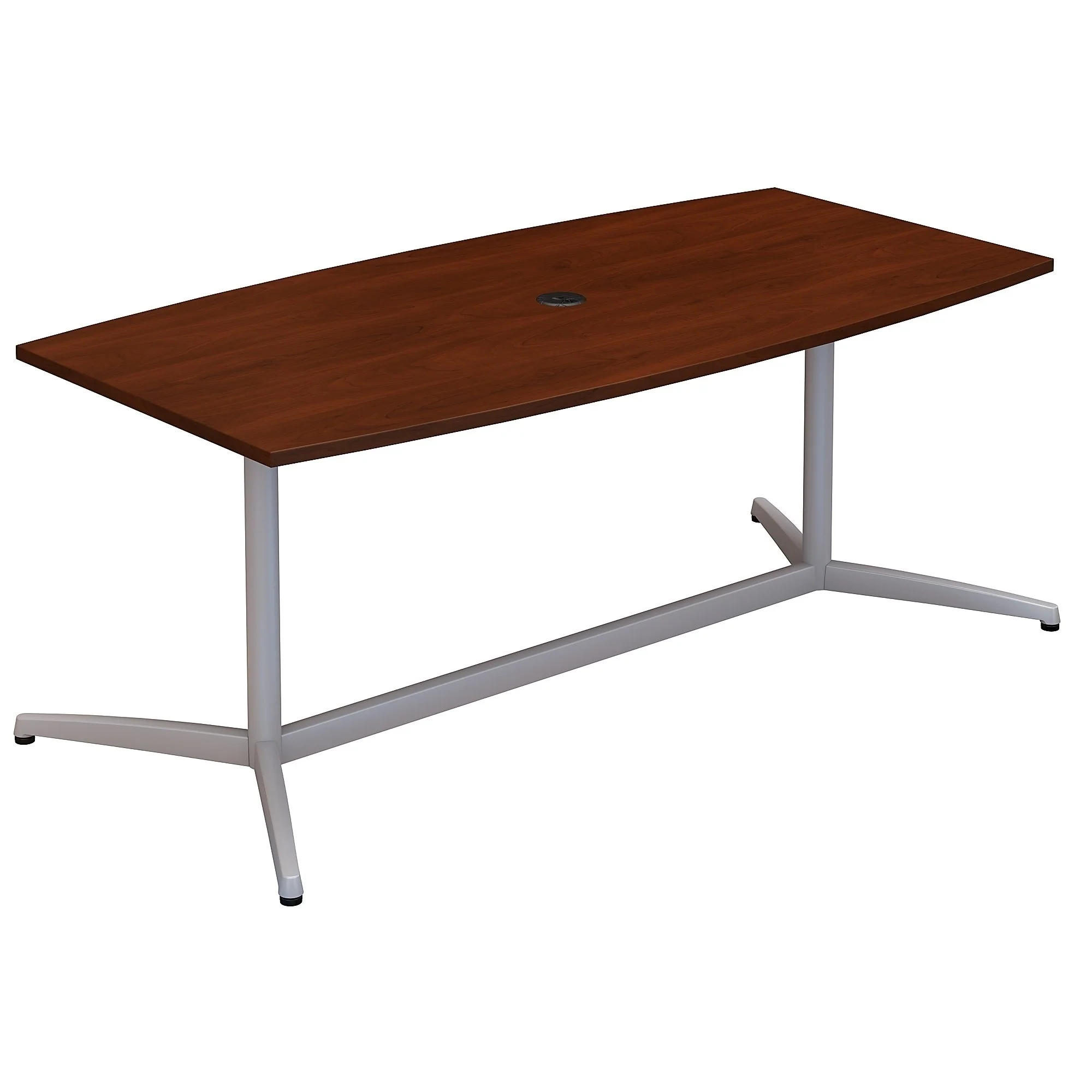 72W x 36D Boat Shaped Conference Table with Metal Base in Cherry