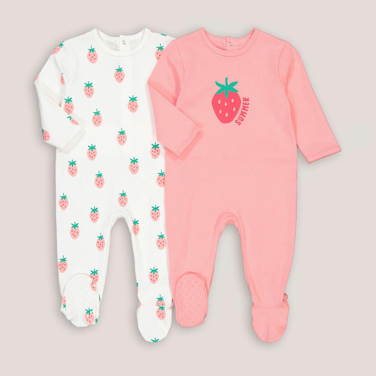 Lot de 2 pyjamas 1 pièce, imprimé fraises