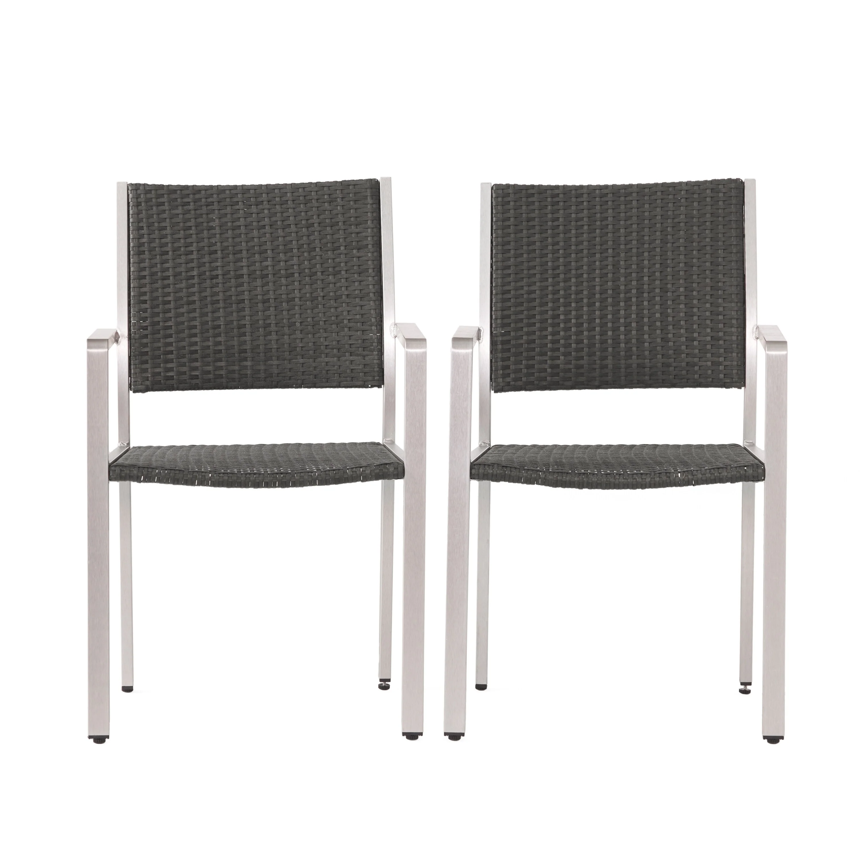 Cape Coral Outdoor Rectangle Aluminum Dining Chair (Set of 2) by Christopher Knight Home