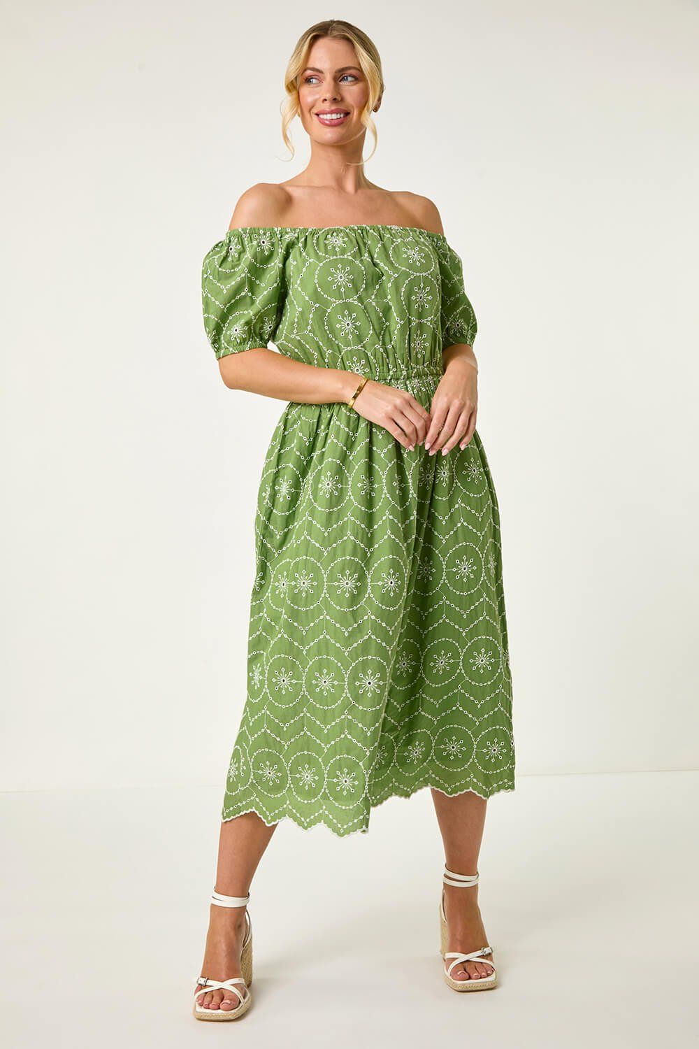 Roman Petite Contrast Embroidery Dress