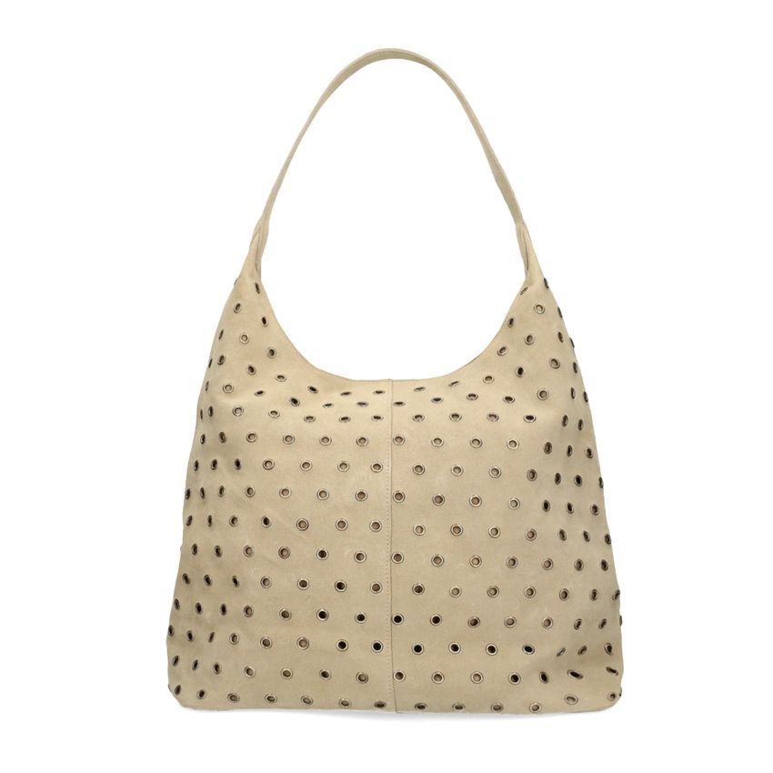 Manfield Beige suède shopper met studs