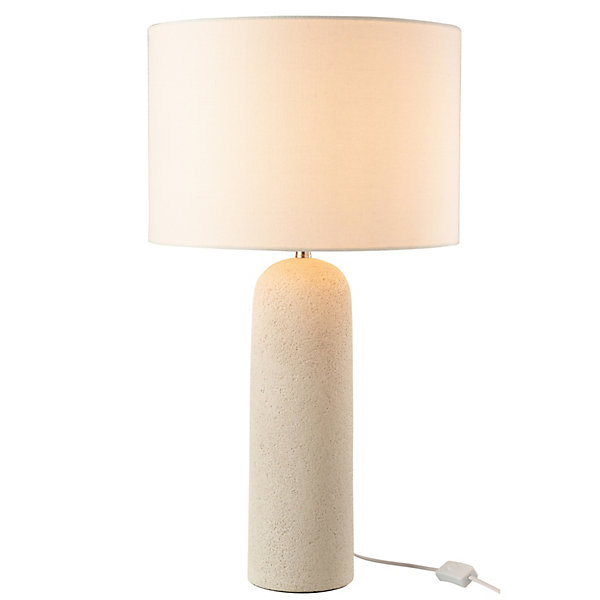 Lampe sur pied en terre cuite et lin (38x38x68 cm - Blanc)