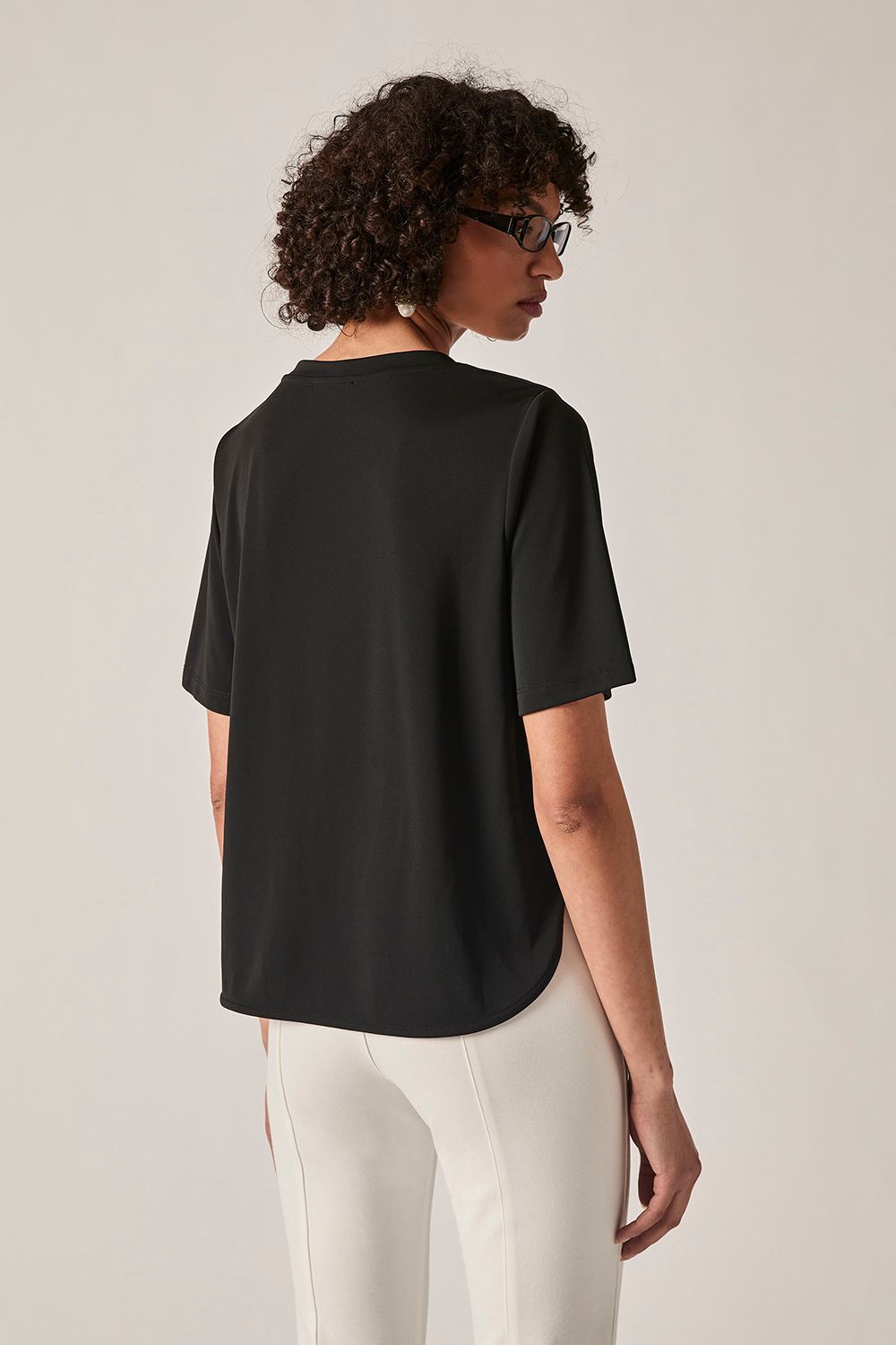 James Lakeland Black Jersey V-Neck Top