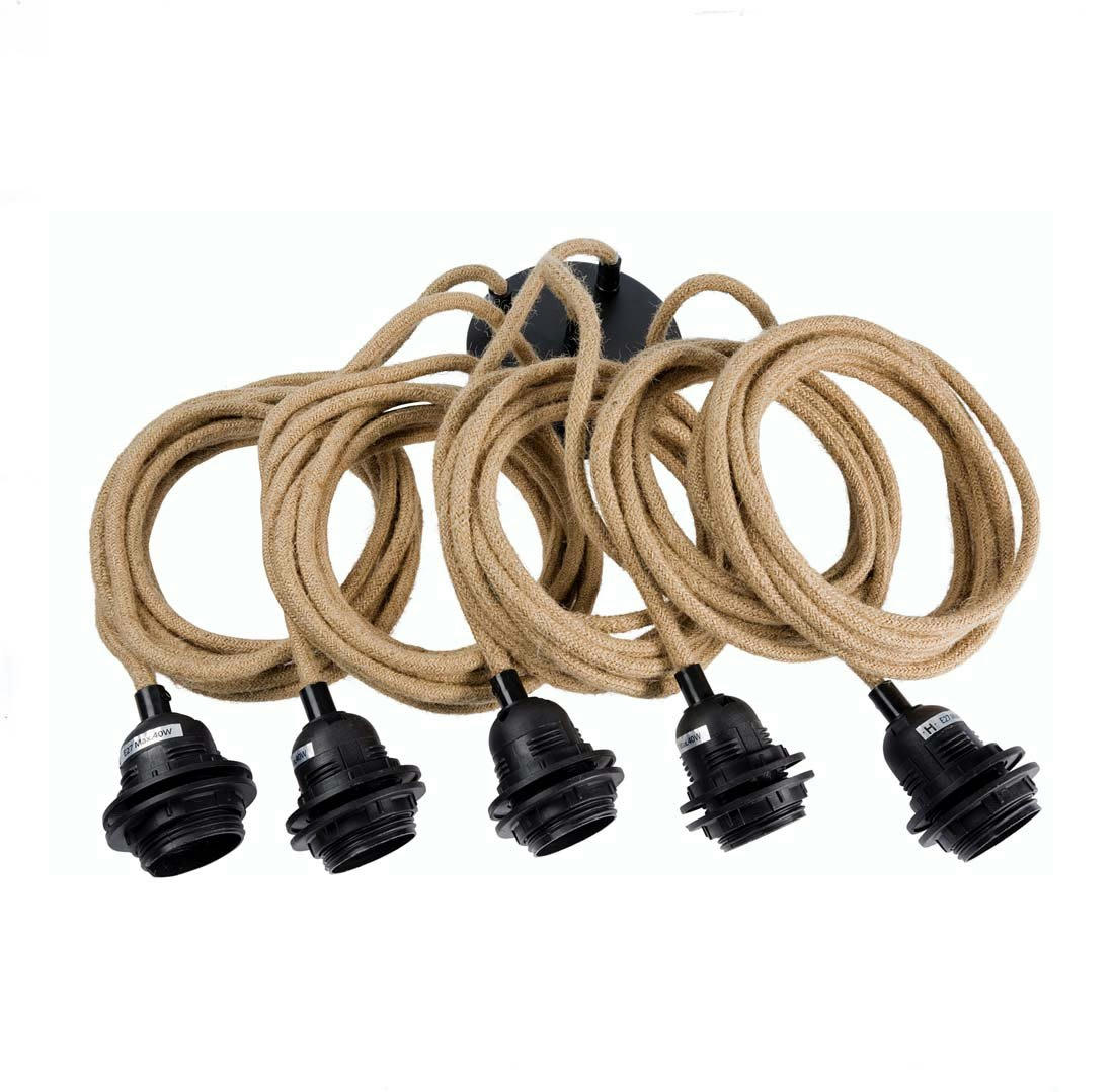 HANG 5 - Suspensions plafonnier 5 fil naturel noir