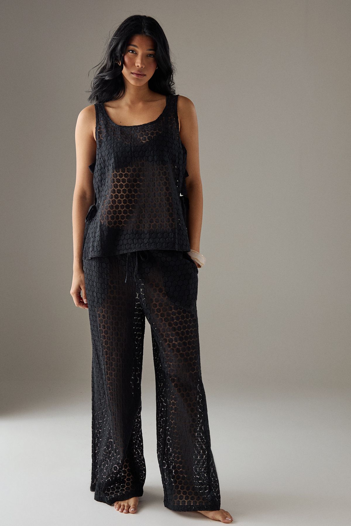 Warehouse Crochet Tie Side Tank Top