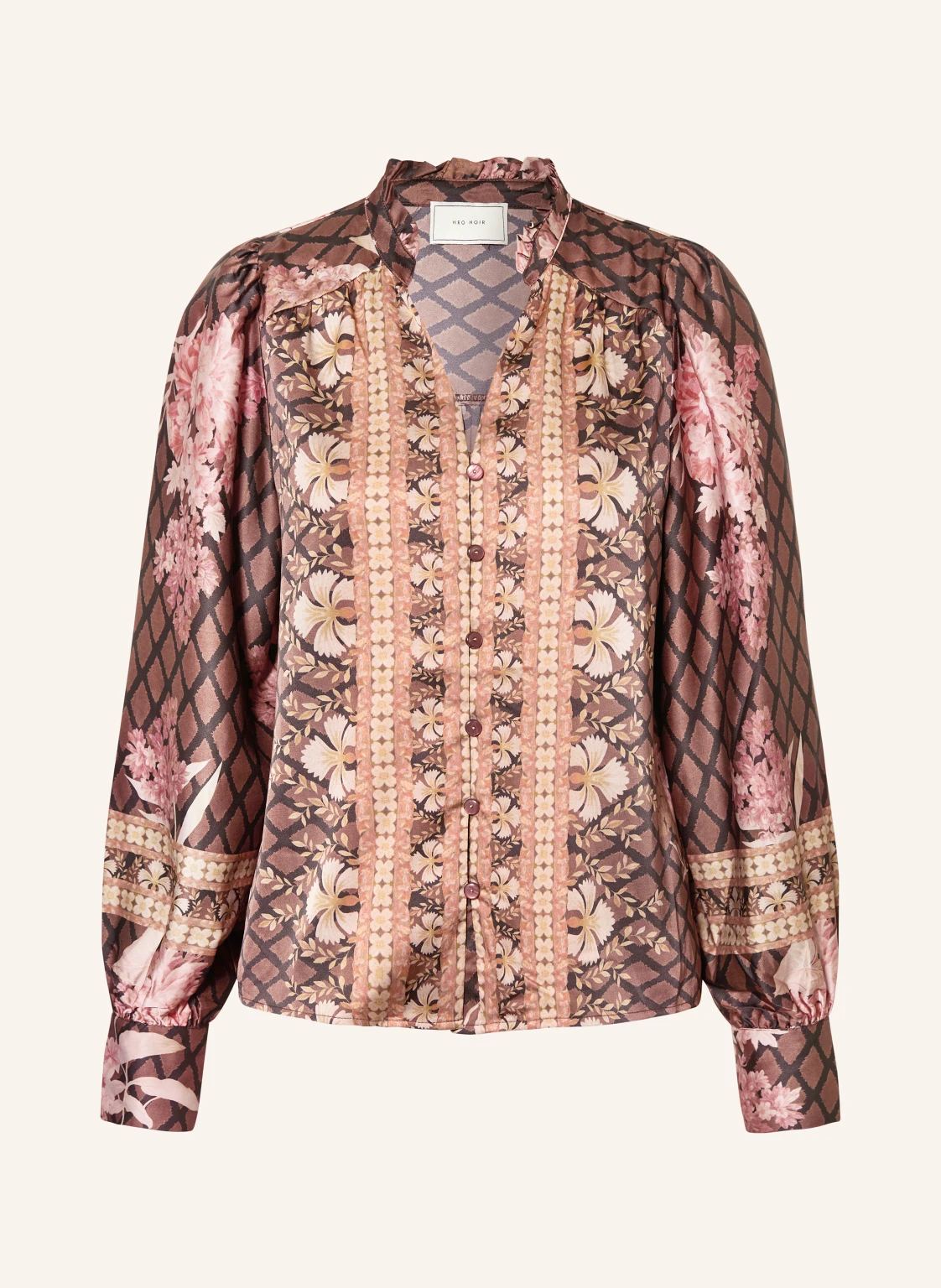 NEO NOIR Satinbluse MASSIMA mit Rüschen