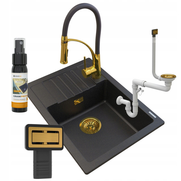 Zlew granitowy golden Argos   bateria Nexo   syfon