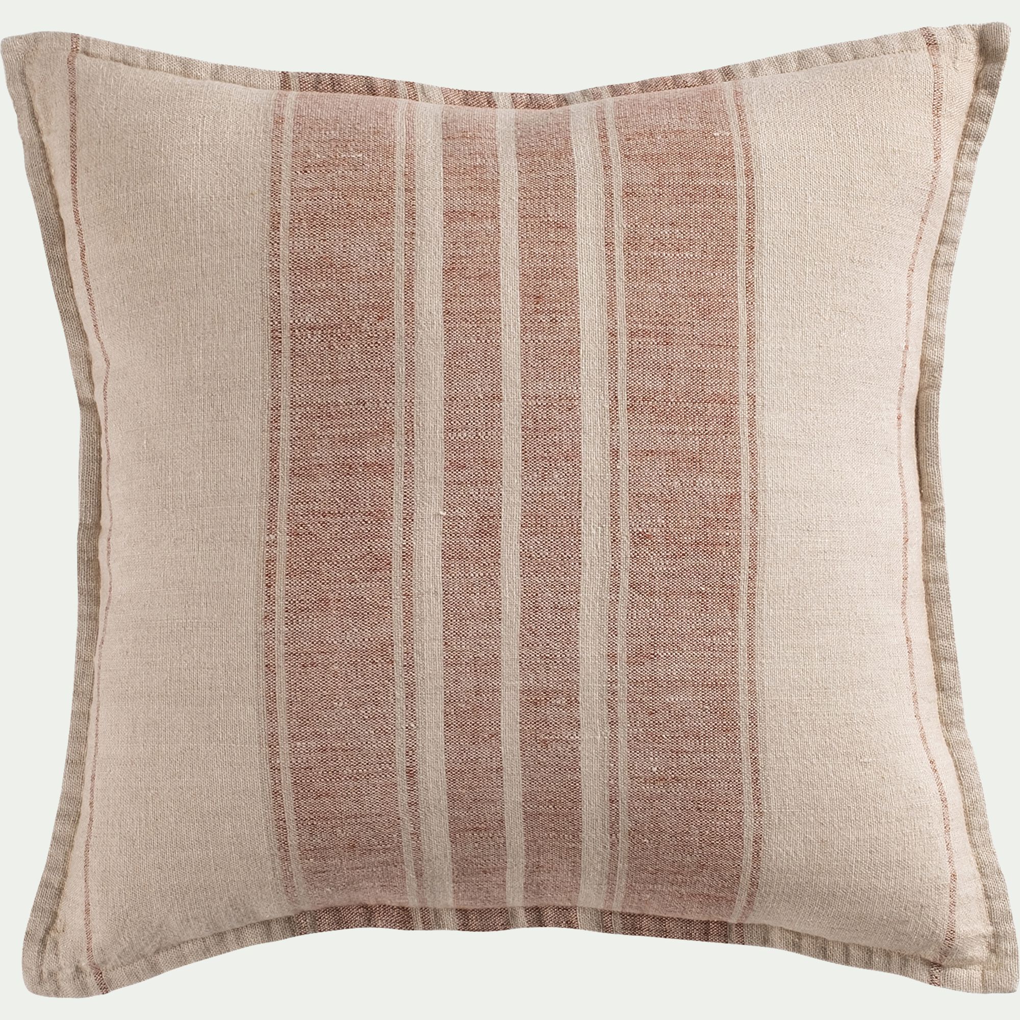 LAURET - Coussin rayé en lin 45x45cm - rouge