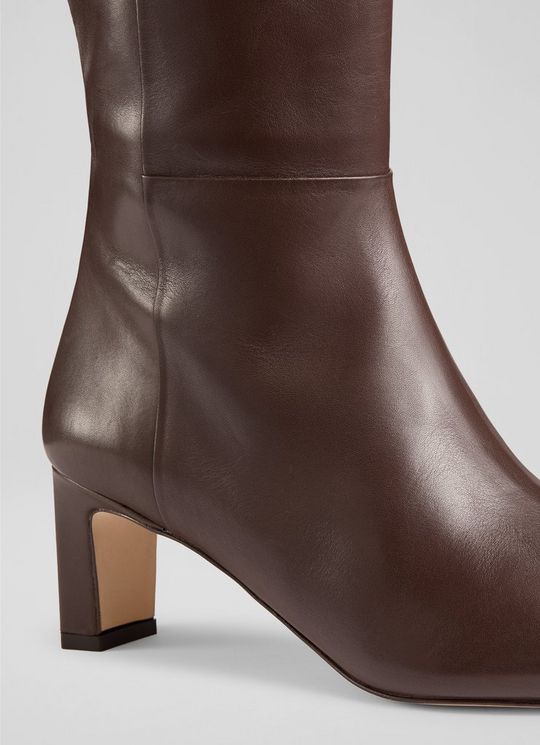 Margarite Brown ChocolateLeather Knee High Boots