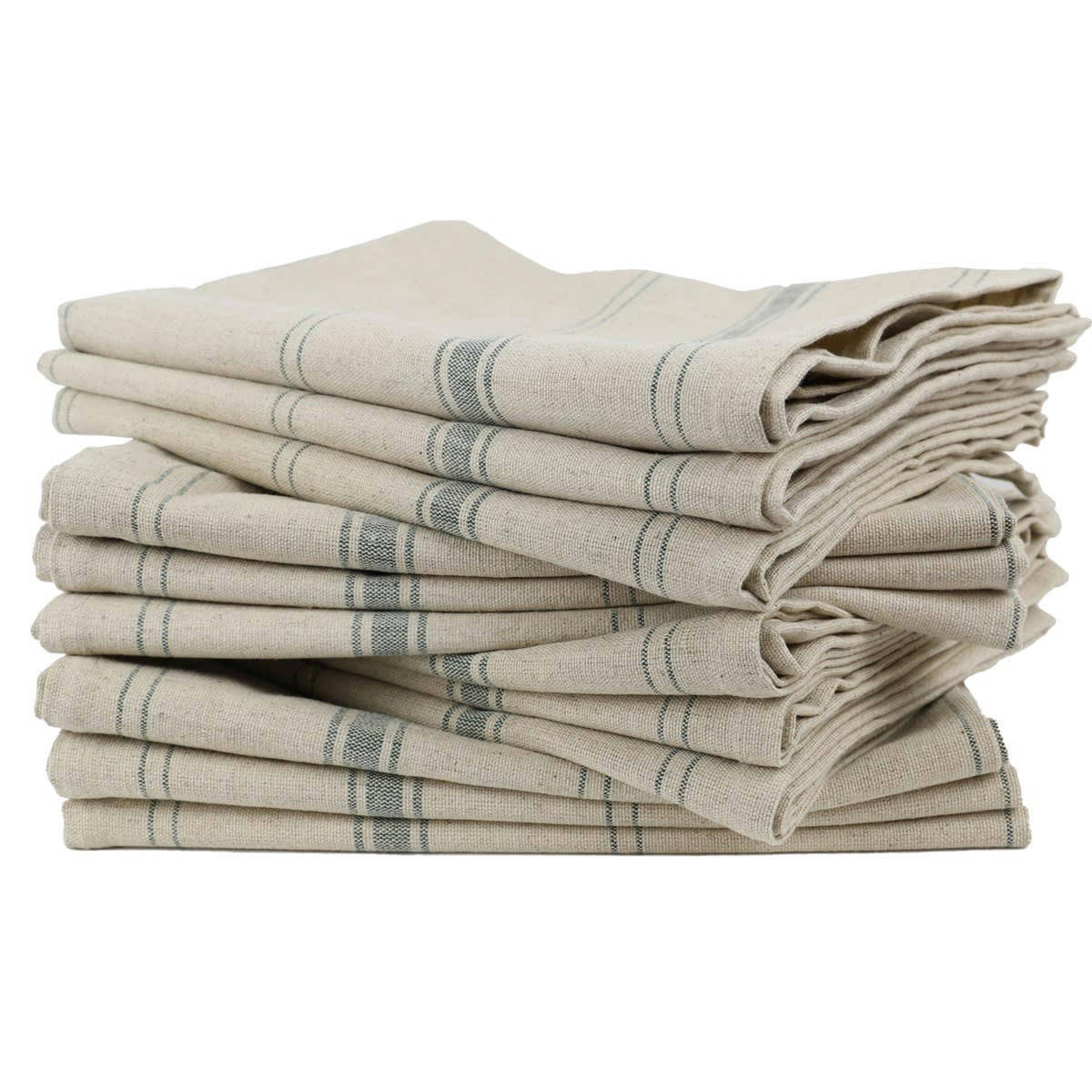 BRASSERIE - Lot de 12 Torchons en Lin Vert