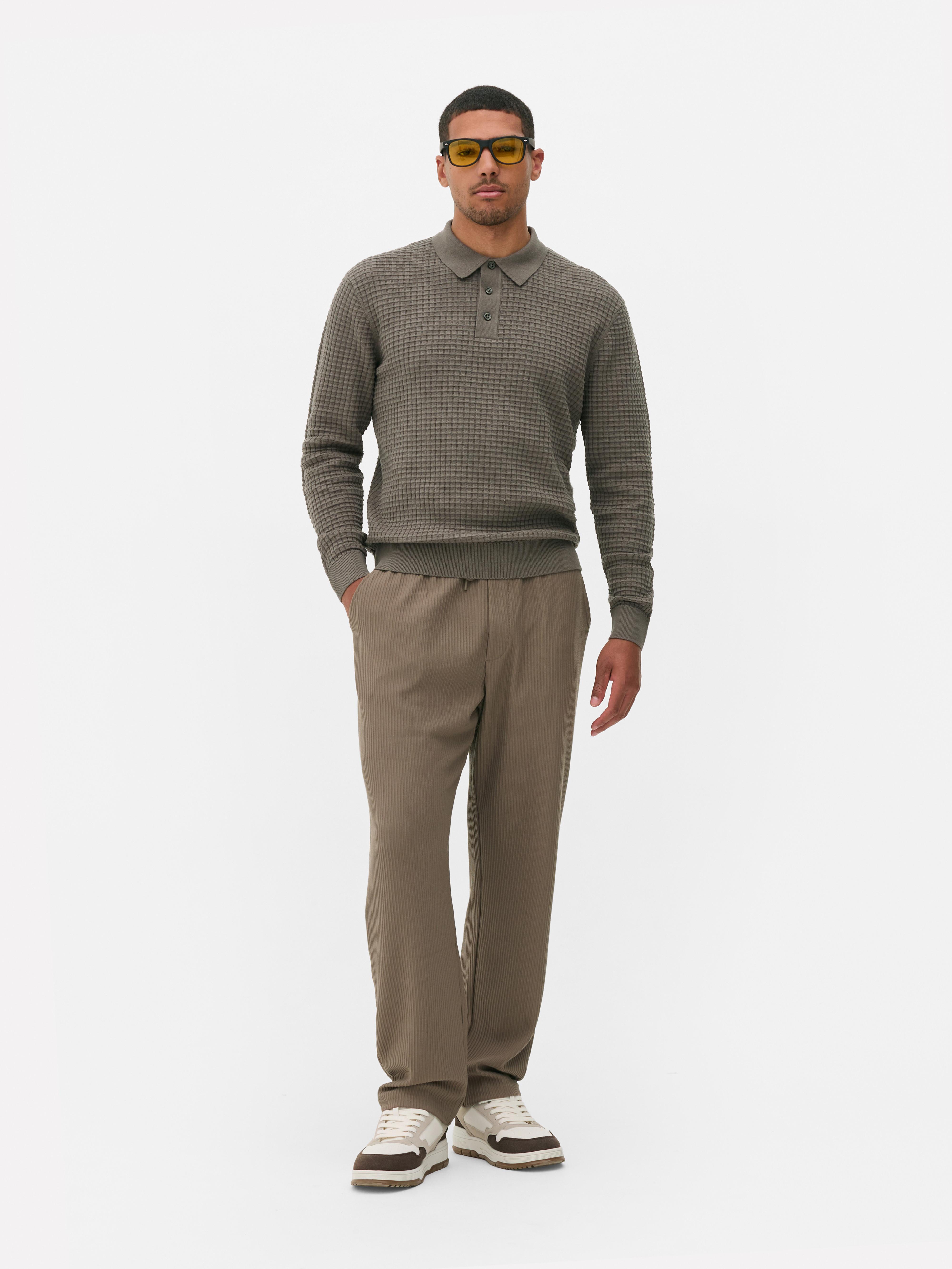 Textured Polo Sweater