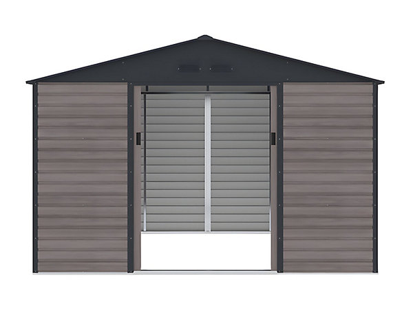 Abri de jardin métal en acier galvanisé effet bois gris 10,98 m² - ADELMO