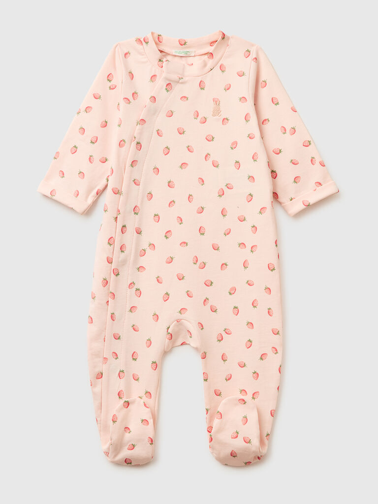 Patterned onesie in stretch organic cotton