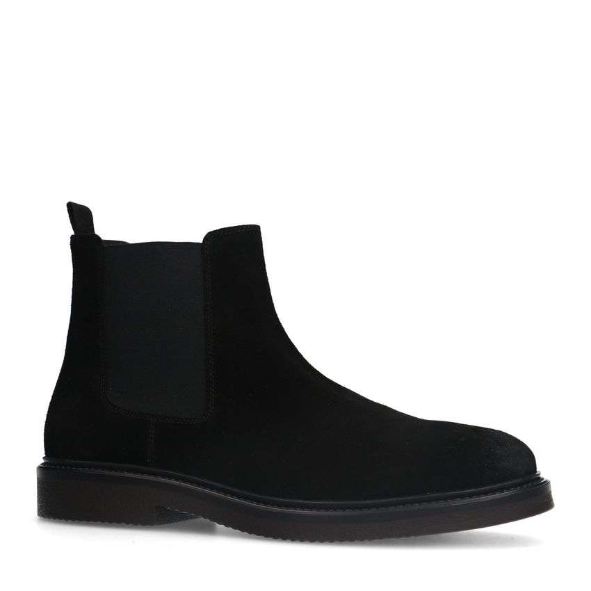 Manfield Zwarte suède chelsea boots