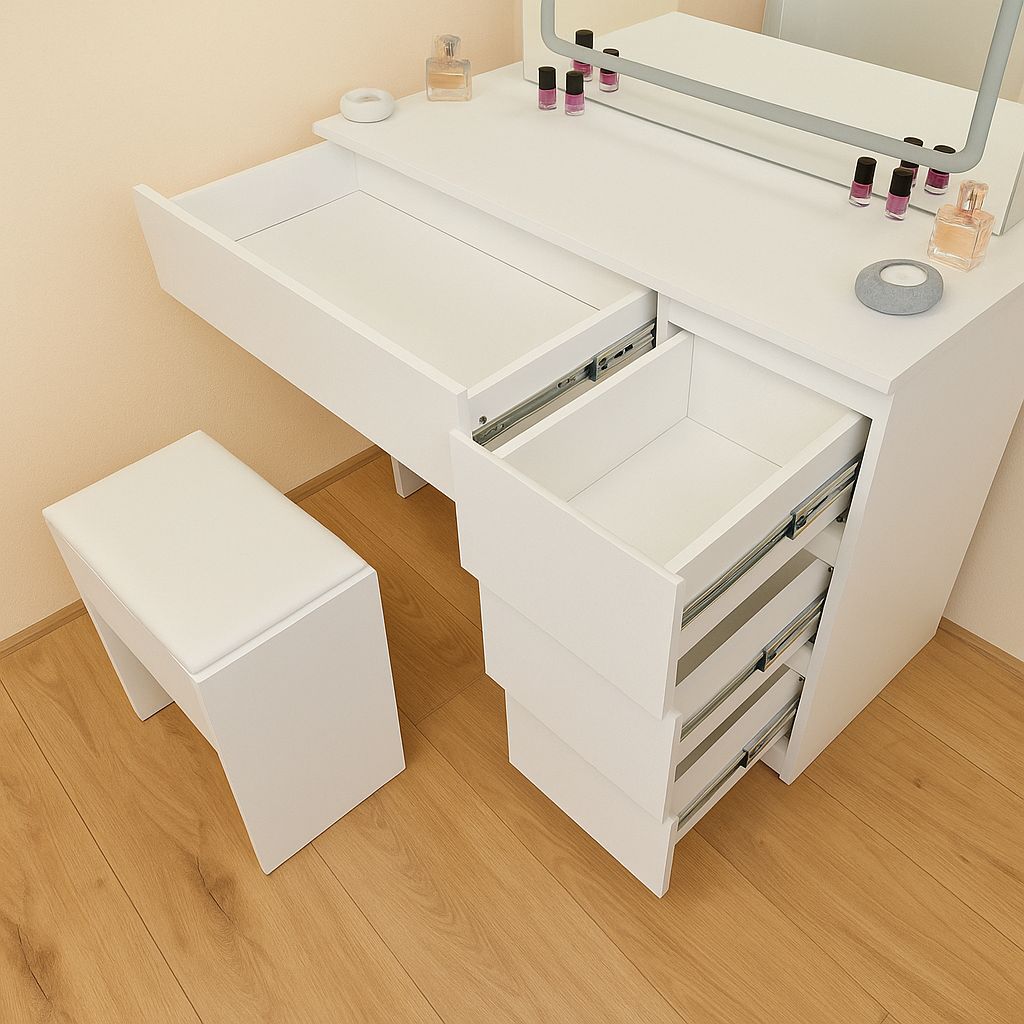 KOSY KOALA Modern Dressing Table with LED Lights Mirror Vanity Makeup Desk Stool