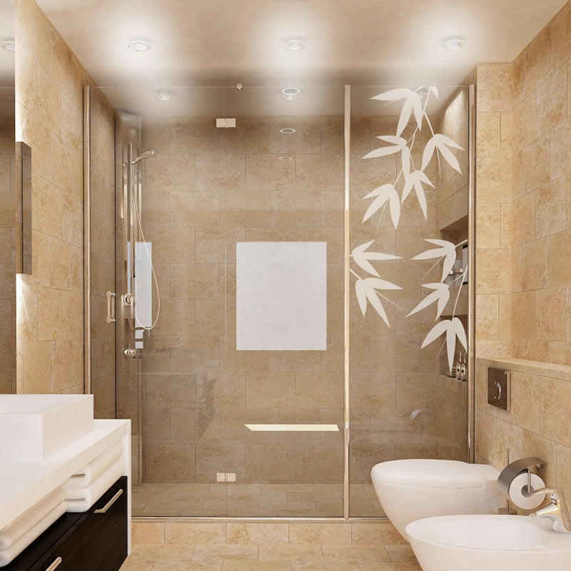 - Film Occultant feuilles de bambou pour Vitre/Douche 120x35cm