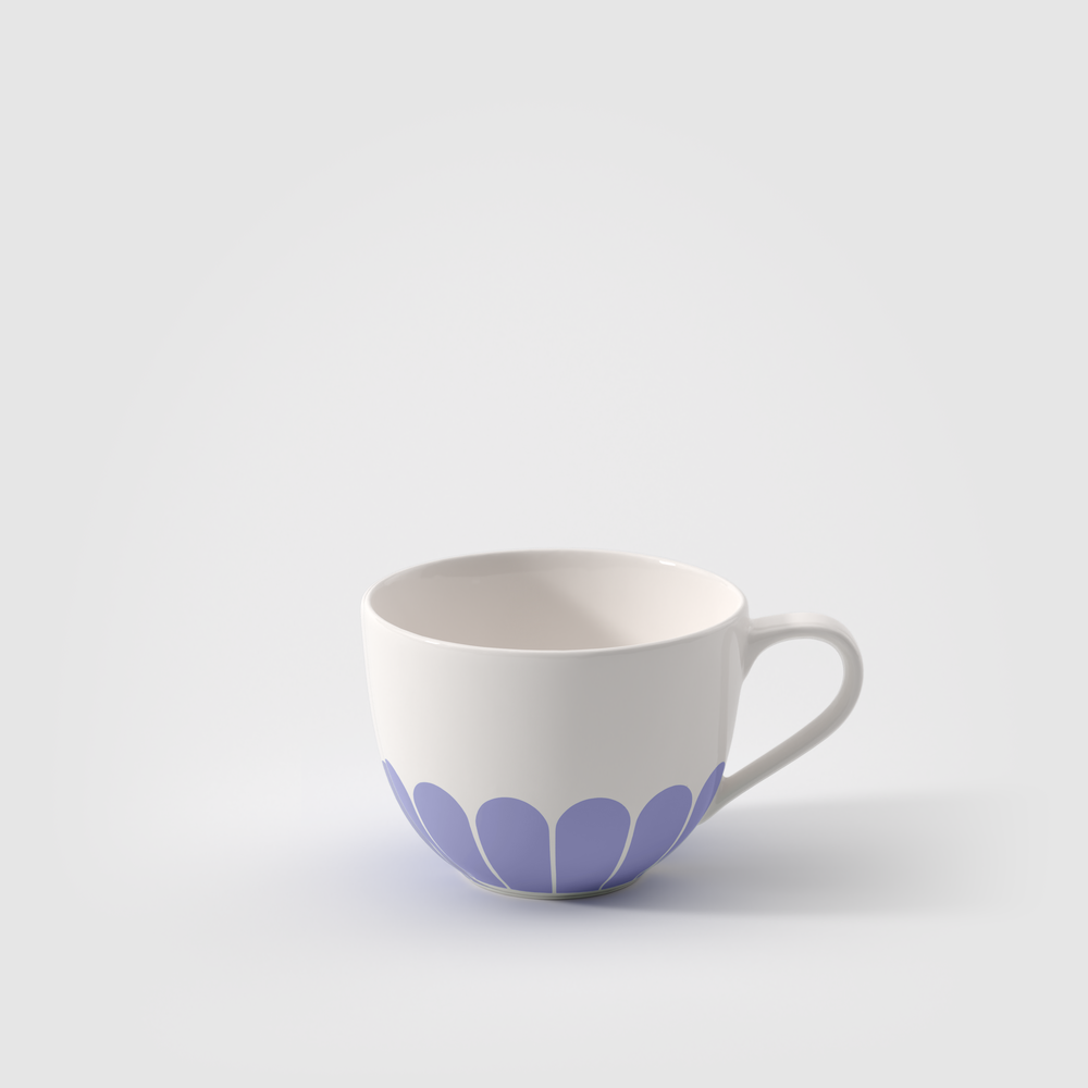 Fleur Coffee cup - Blue, 5.5 oz, Premium Porcelain