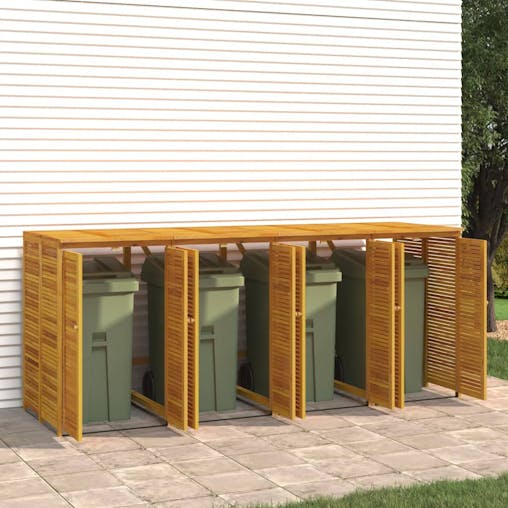 NNEVL Quadruple Garbage Bin Shed 280x89x117 cm Solid Wood Acacia