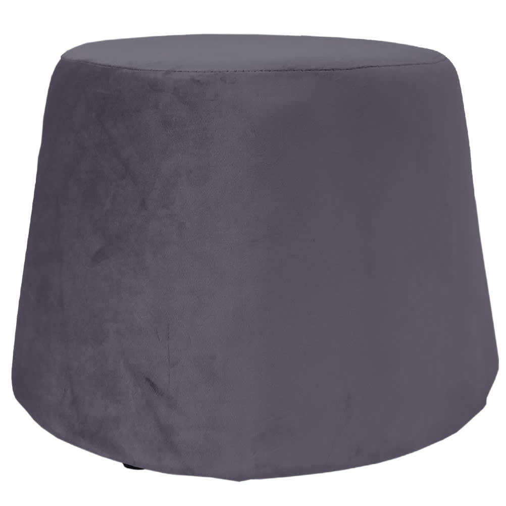 VELOURS - Pouf recouvert de velours gris 31,5x34x46,5cm