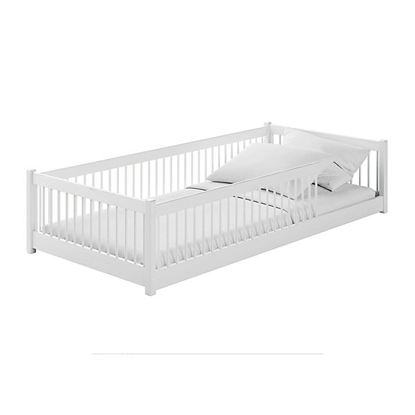 Lit au sol 90x200 sommier inclus Tamara Blanc