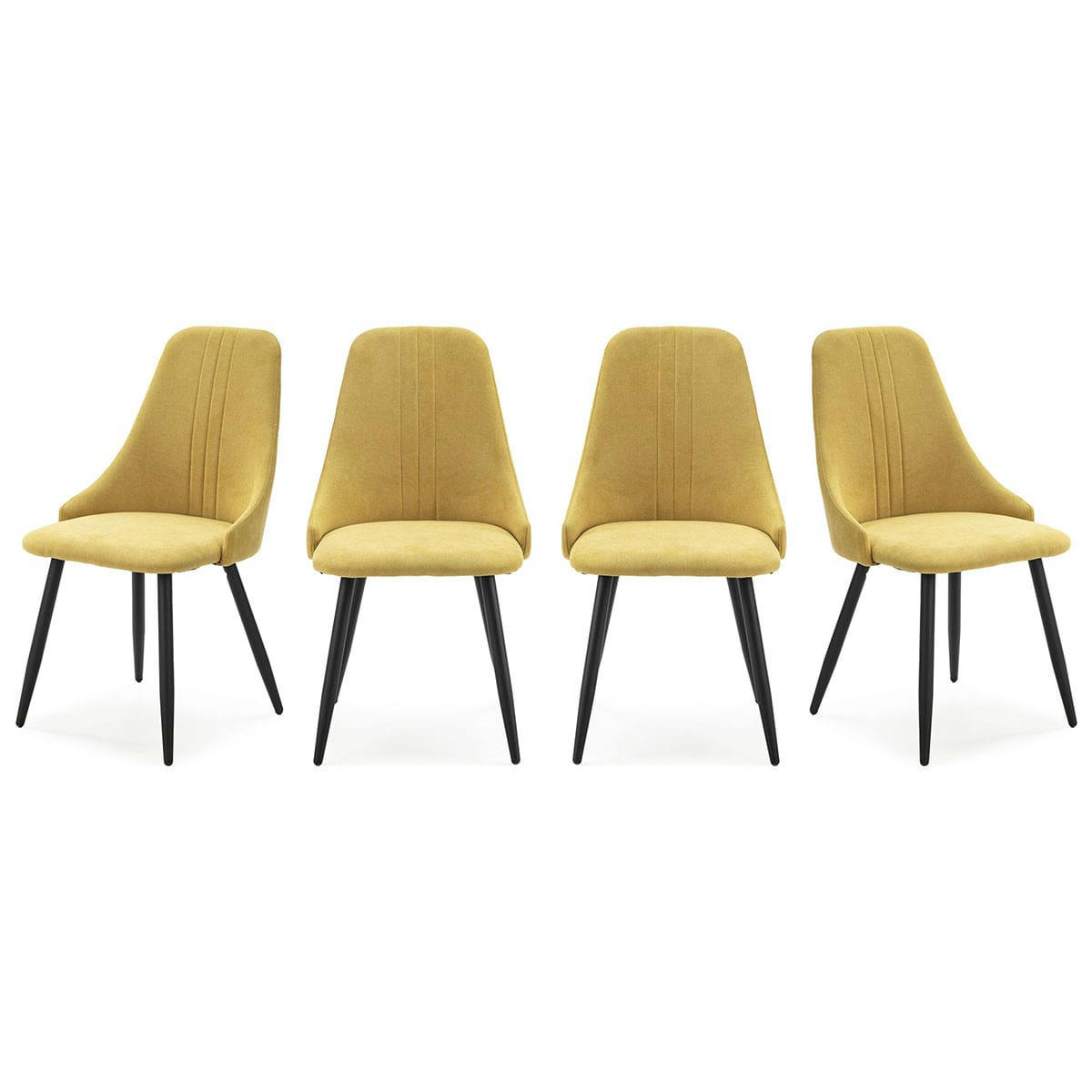 SOAN - Lot de 4 chaises en tissu jaune