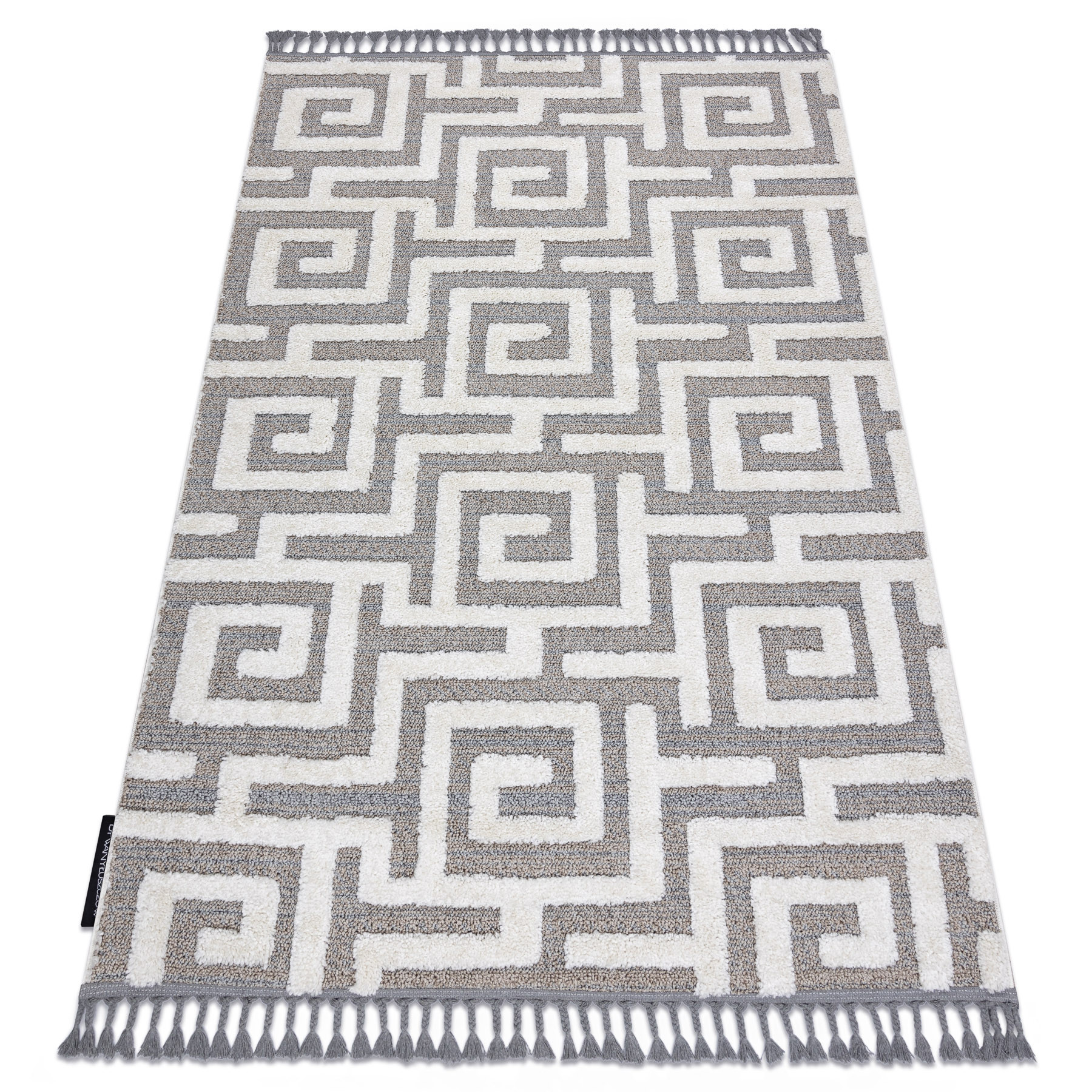Dywan MAROC P655 Labirynt, grecki szary / biały Frędzle 120x170 cm